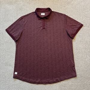 Mantra Mens Performance Polo Shirt Sz XXL Red Geometric Print Short Sleeve